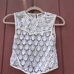Lace Sheer Crop Top Vintage Style